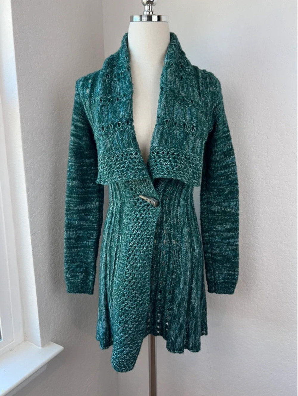 Anthropologie Rosne Netra Green Knit Cardigan Sweater size XS